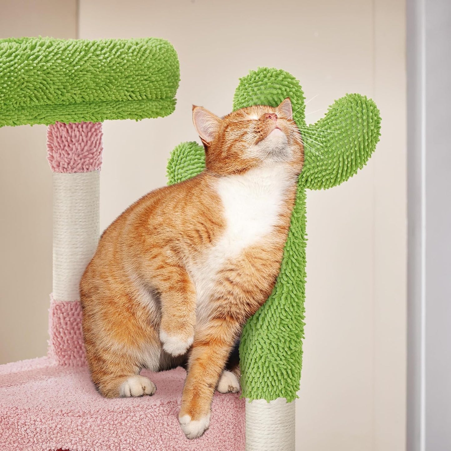 Cactus Cat Tree, 42In Cat Tower for Indoor Cats, Multi Level Kitten Condo Scratching Post, Cat Activity Center Pet Furniture W/Ball, Plush Perch, Platform, Basket